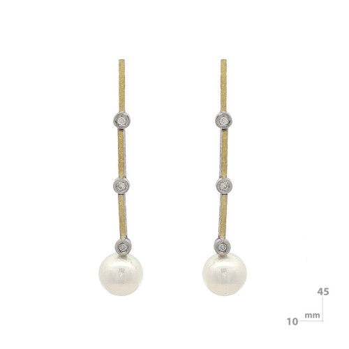 Arracades de plata, or, perla i brillant lab