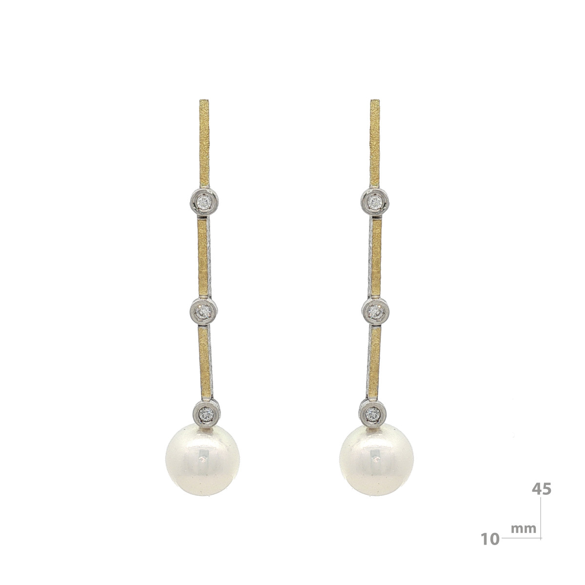 Arracades de plata, or, perla i brillant lab
