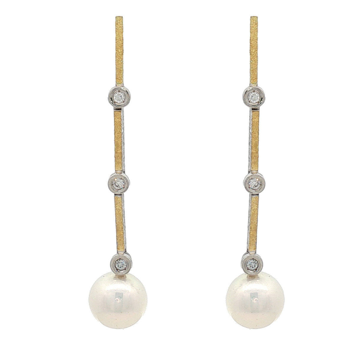 Arracades de plata, or, perla i brillant lab
