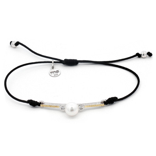 Polsera de plata, or, perla i brillant lab