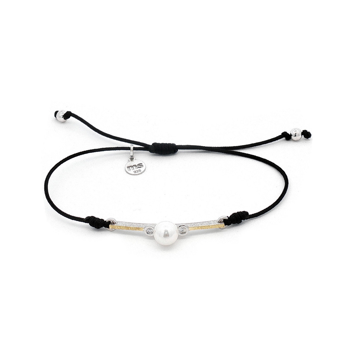 Polsera de plata, or, perla i brillant lab