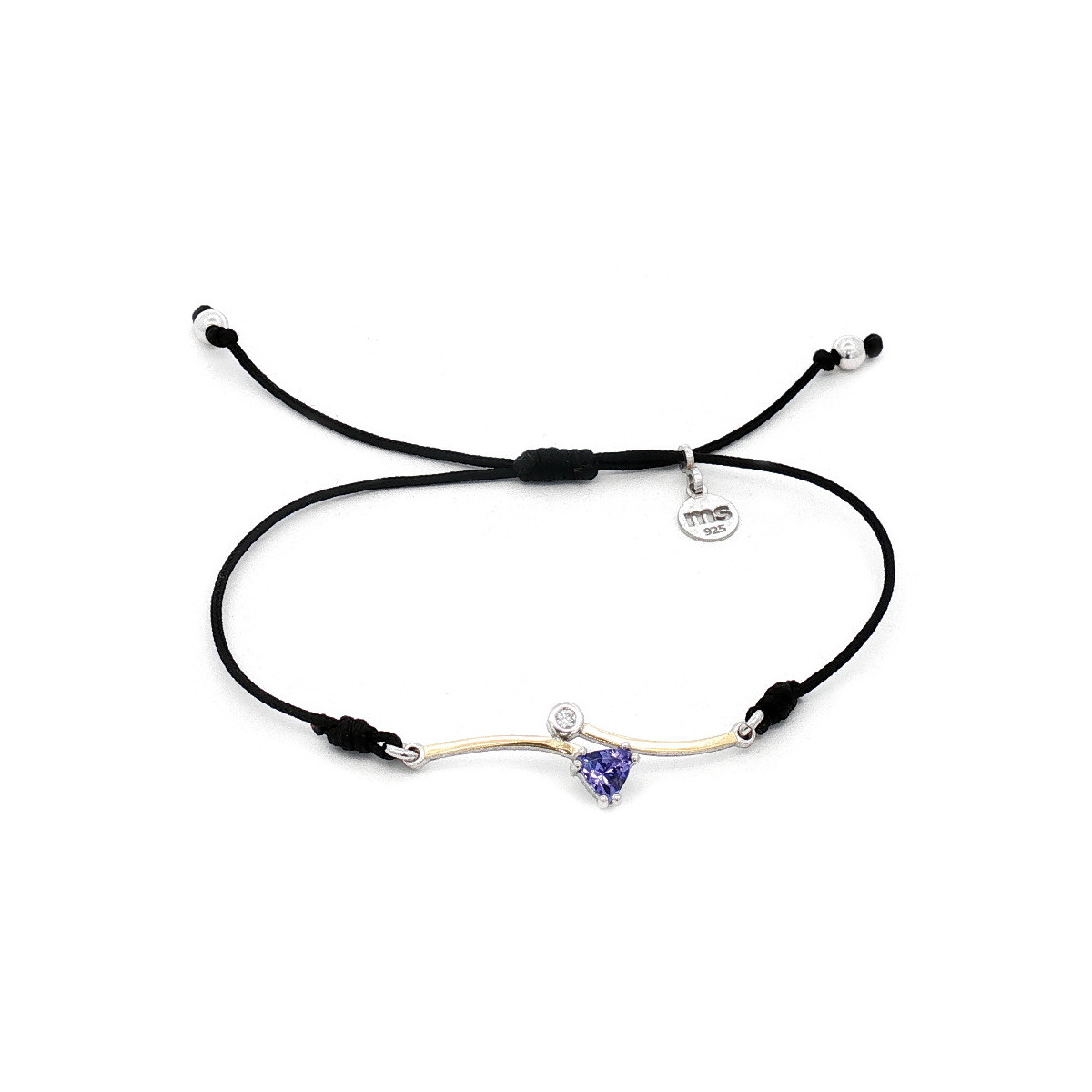 Pulsera de plata, oro, tanzanita y brillante lab