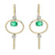 Pendientes de plata, oro, esmeralda y brillante lab