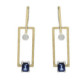 Earrings in silver, gold, sapphire and shiny lab