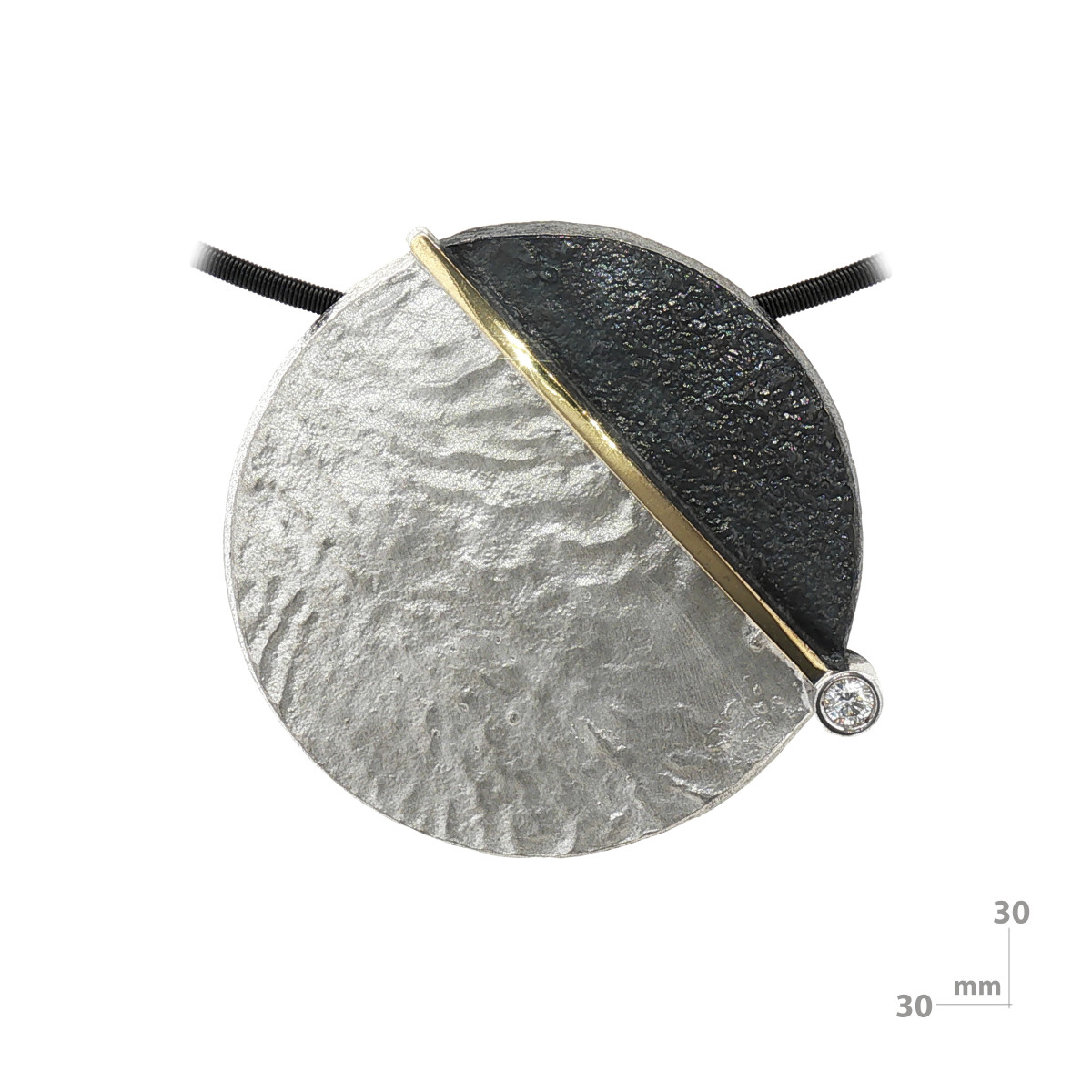 Colgante de plata, oro y brillante lab