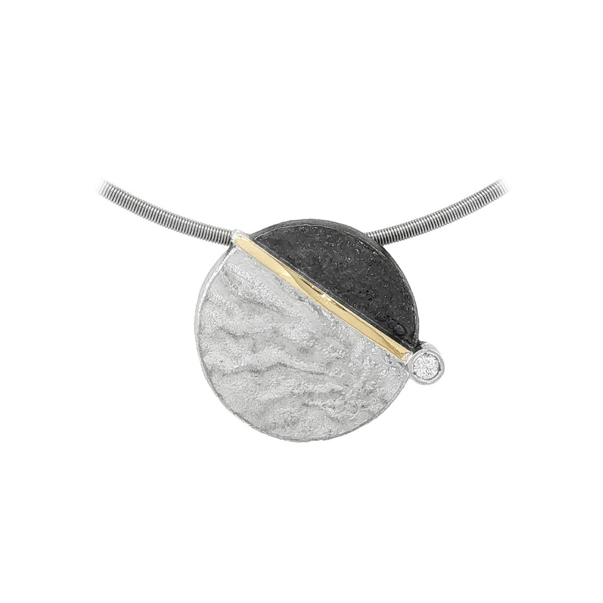 Colgante de plata, oro y brillante lab