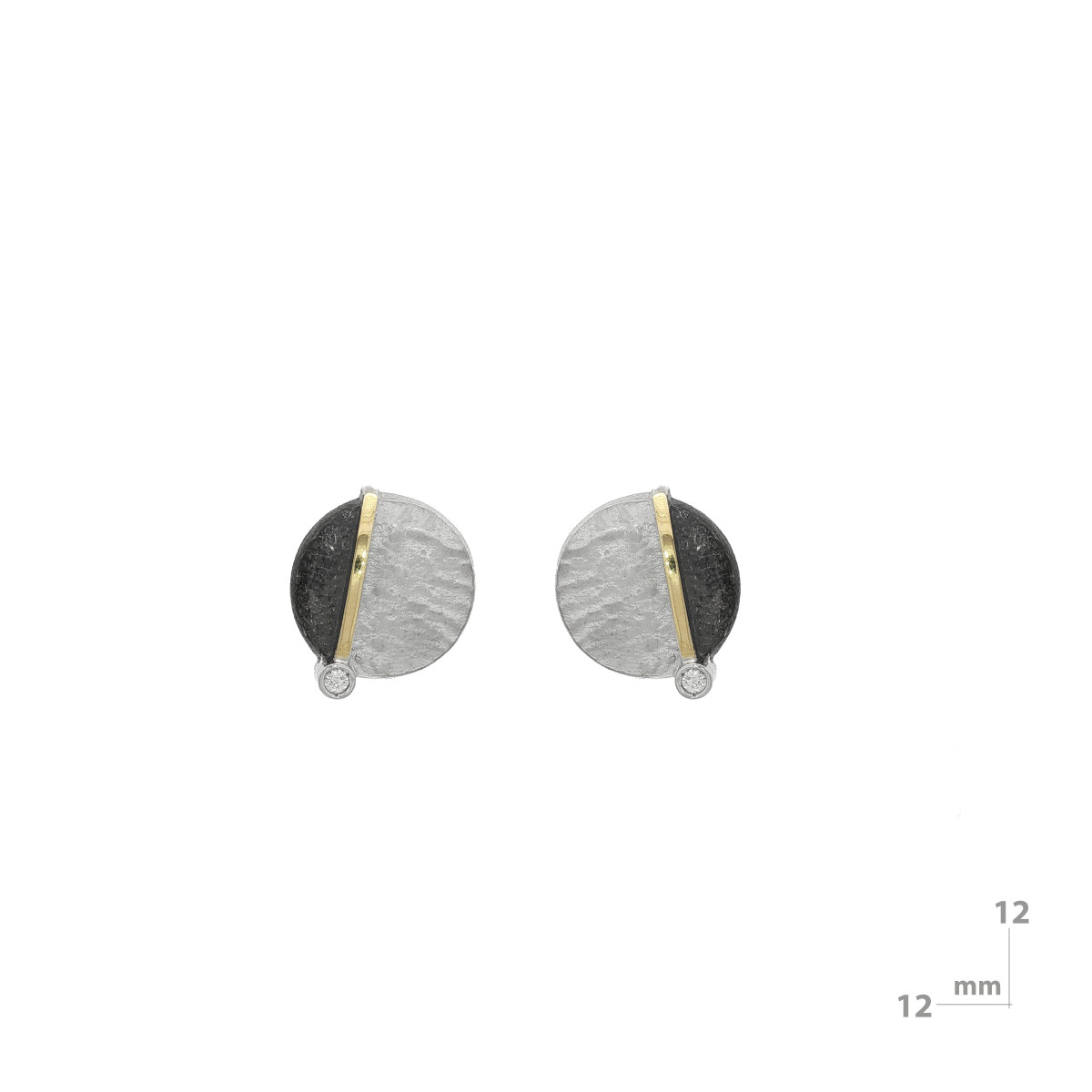 Pendientes de plata, oro y brillant lab