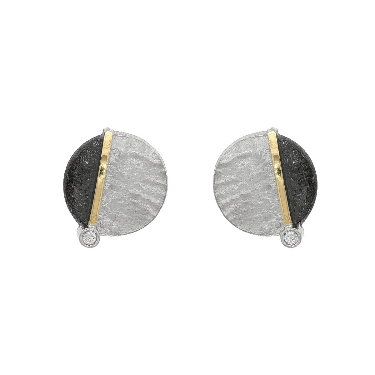 Pendientes de plata, oro y brillant lab