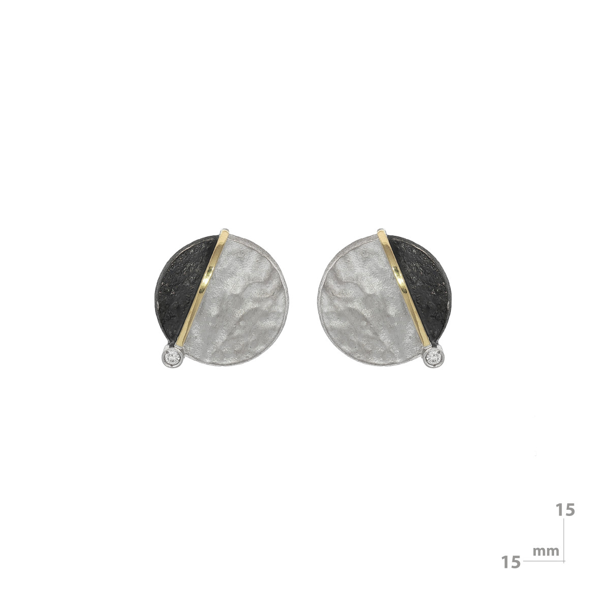 Pendientes de plata, oro y brillant lab