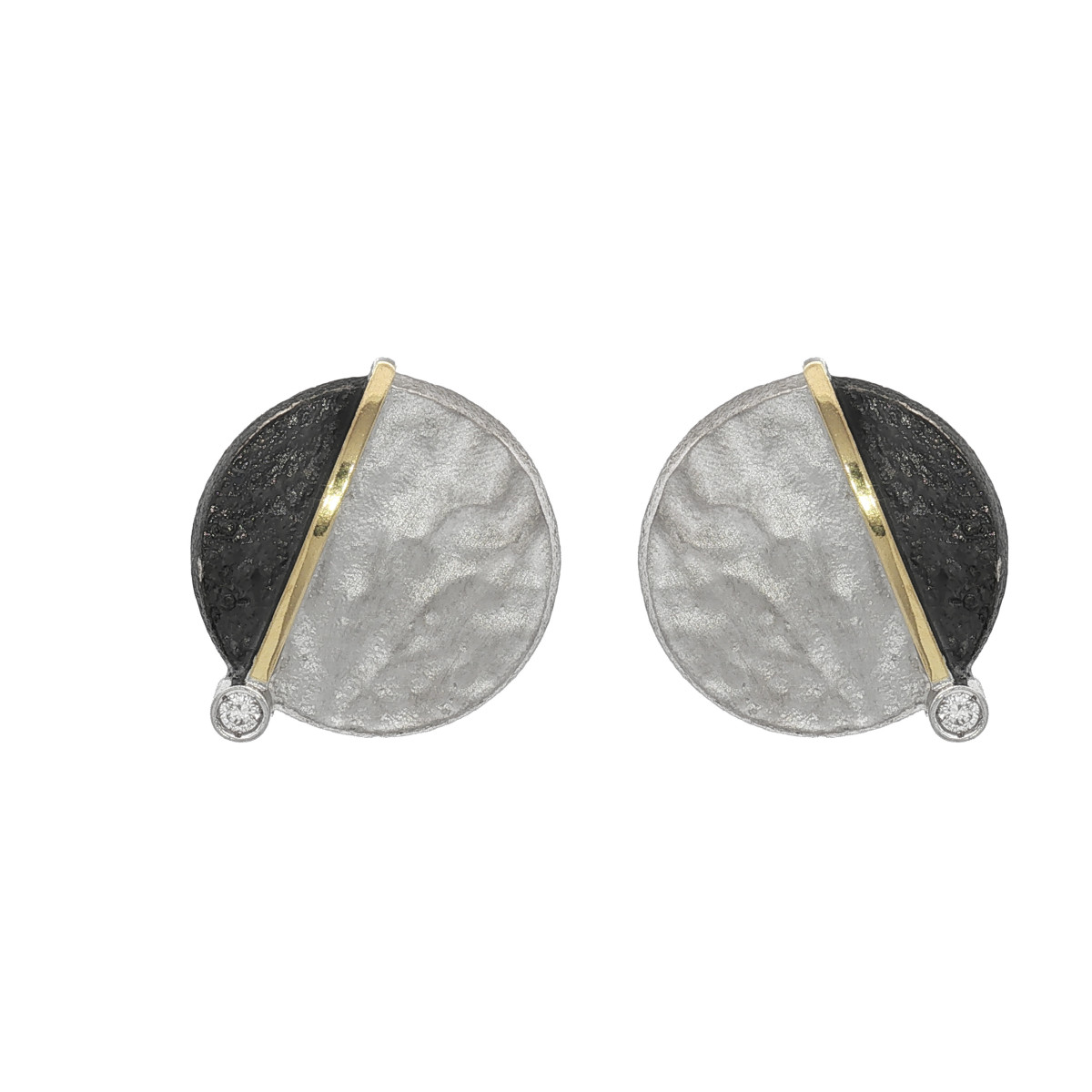 Pendientes de plata, oro y brillant lab