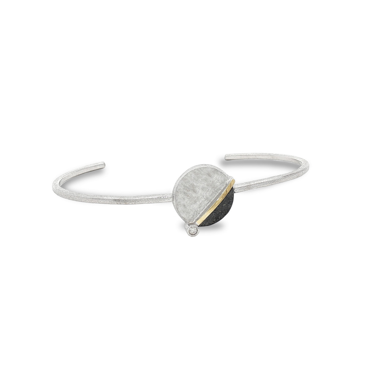 Pulsera de plata, oro y brillante lab