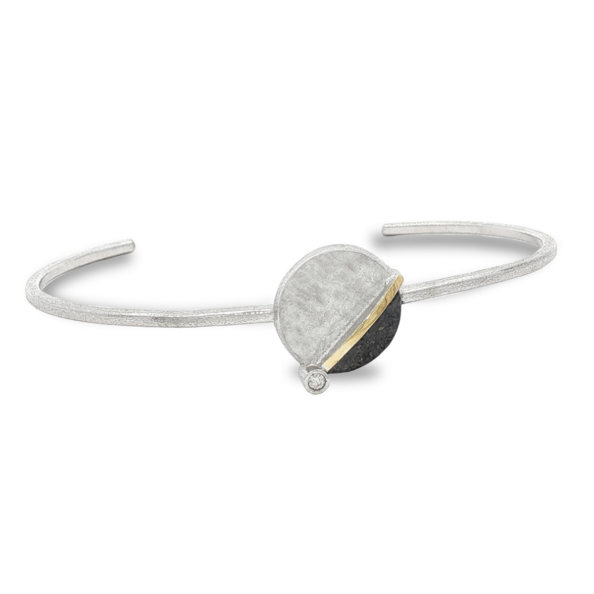 Pulsera de plata, oro y brillante lab