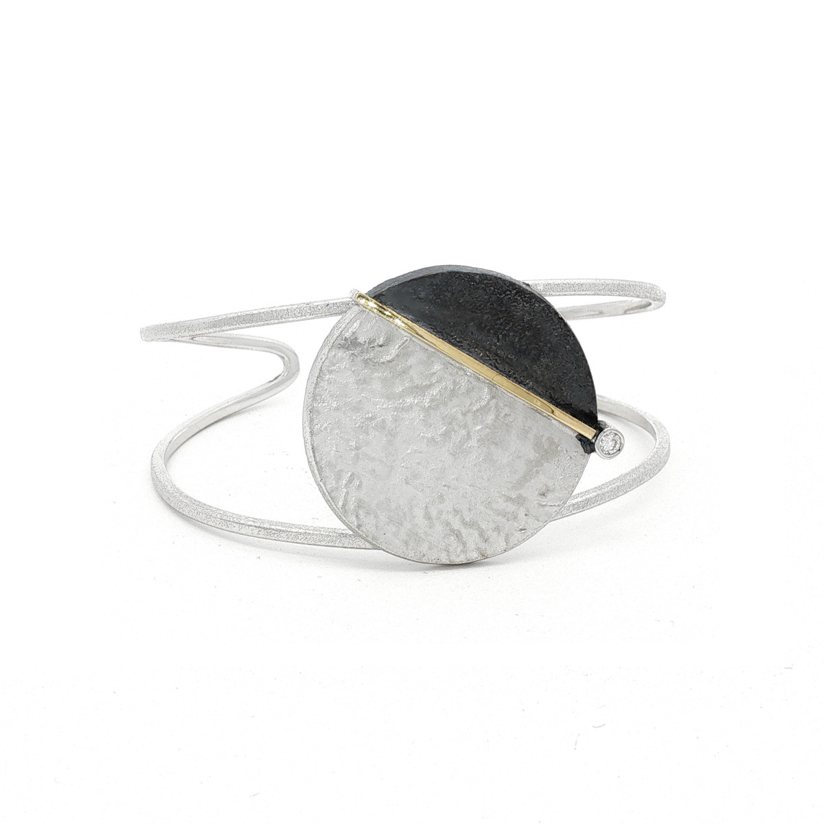 Pulsera de plata, oro y brillante