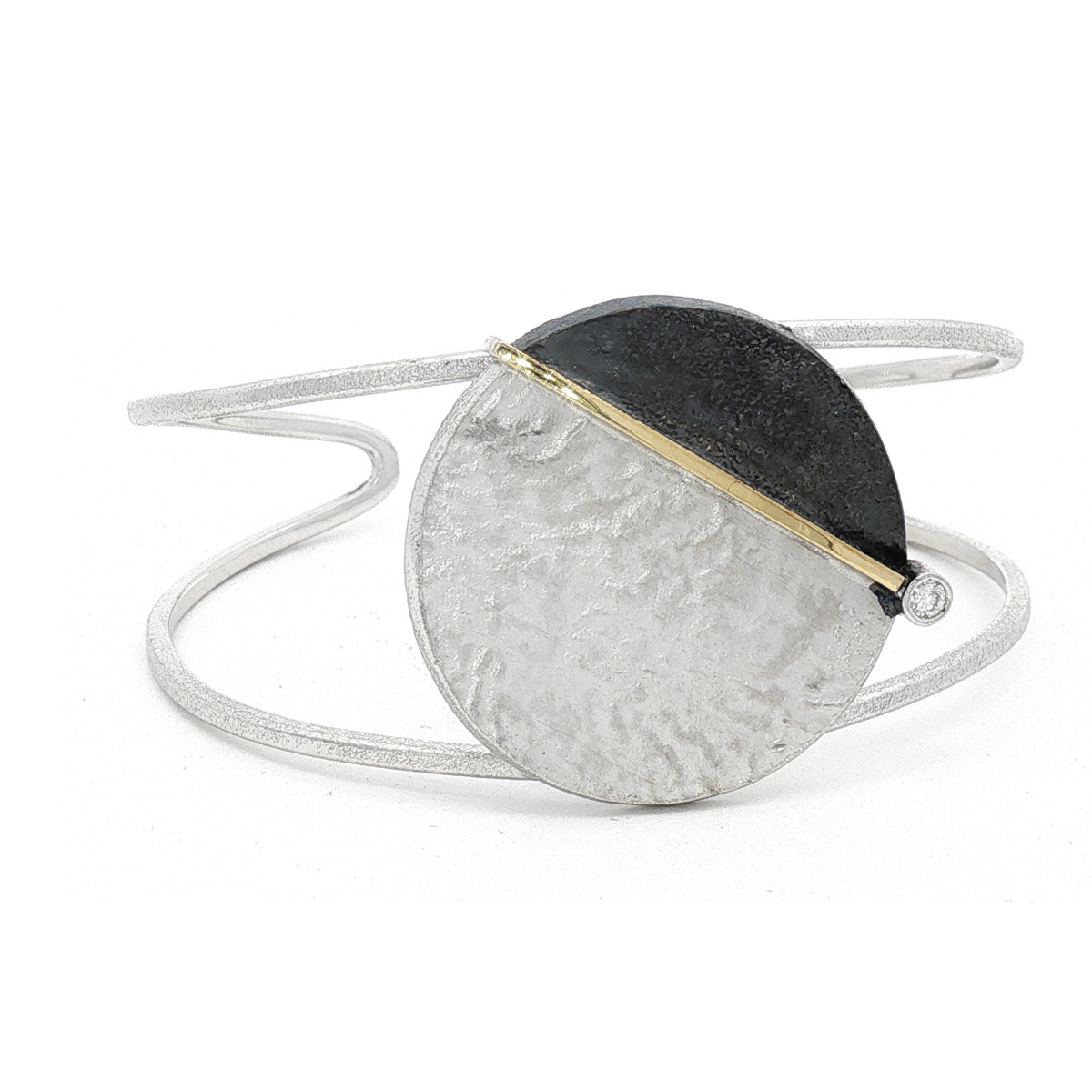 Pulsera de plata, oro y brillante