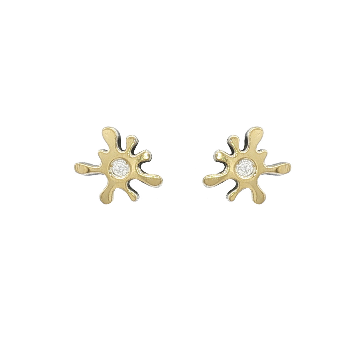 Pendientes de plata, oro y brillante lab