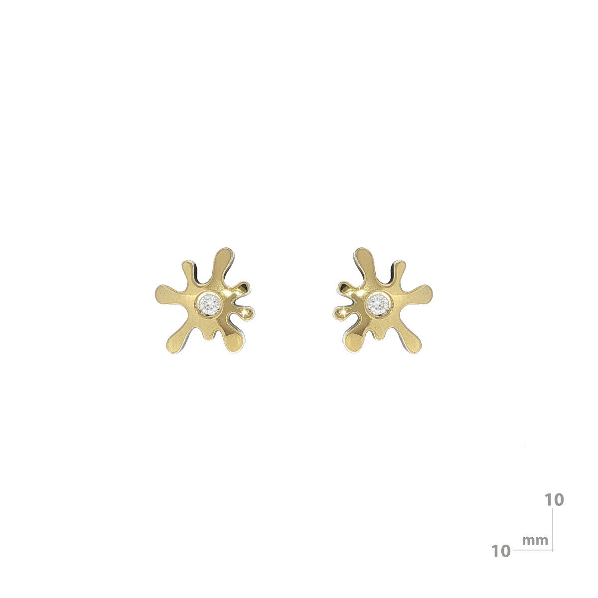 Pendientes de plata, oro y brillante lab