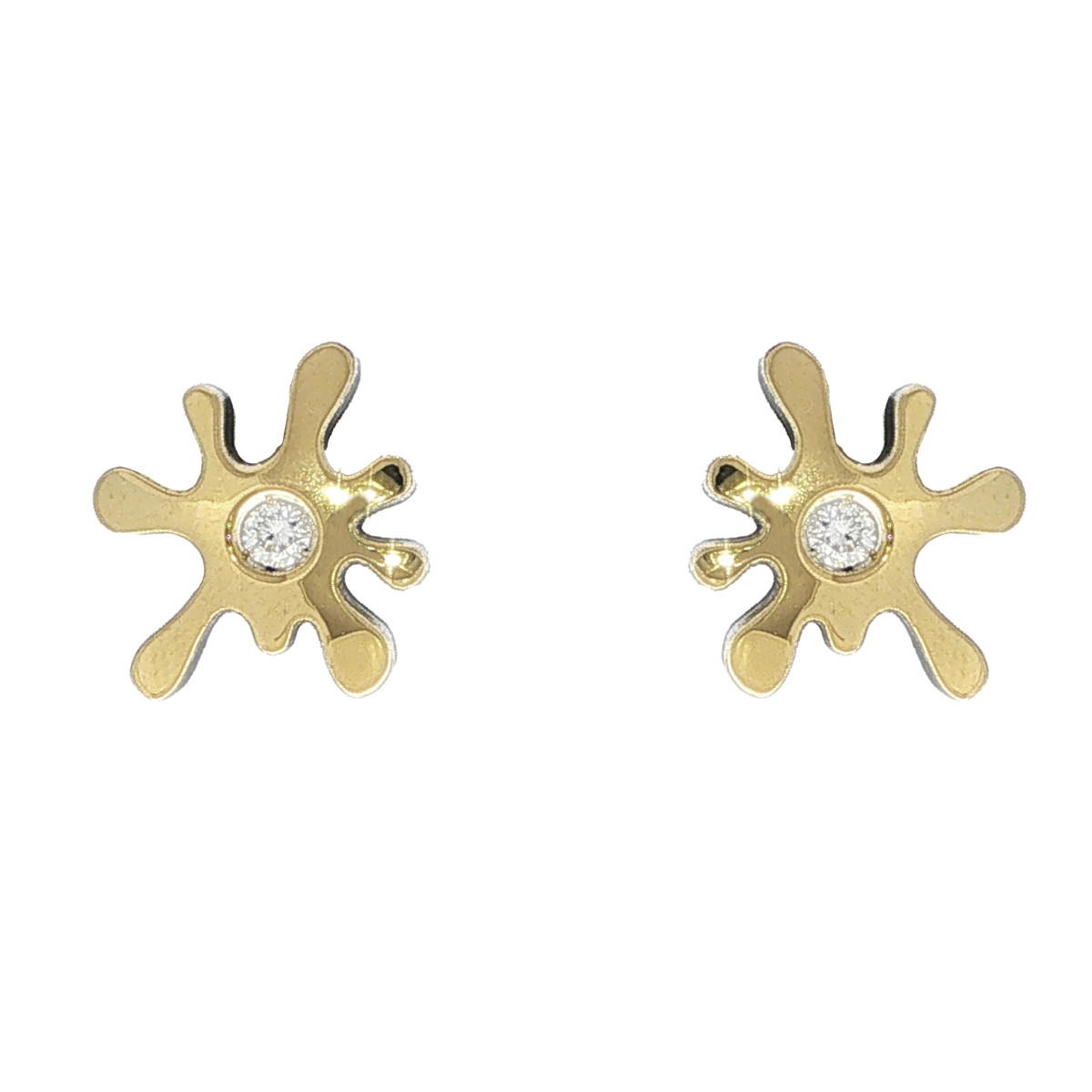 Pendientes de plata, oro y brillante lab