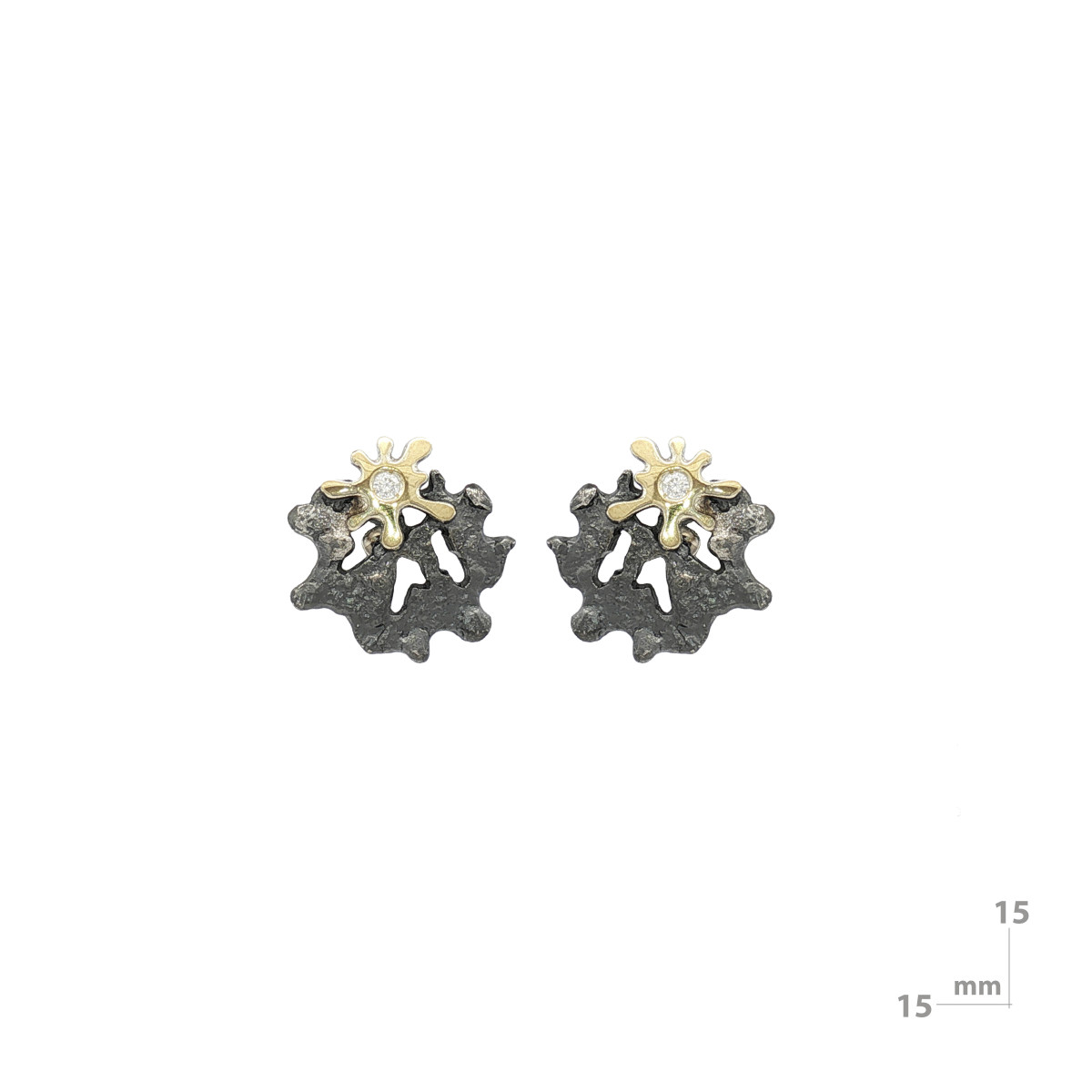 Pendientes de plata, oro y brillante lab