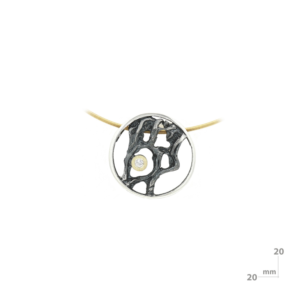 Colgante de plata, oro y brillante lab