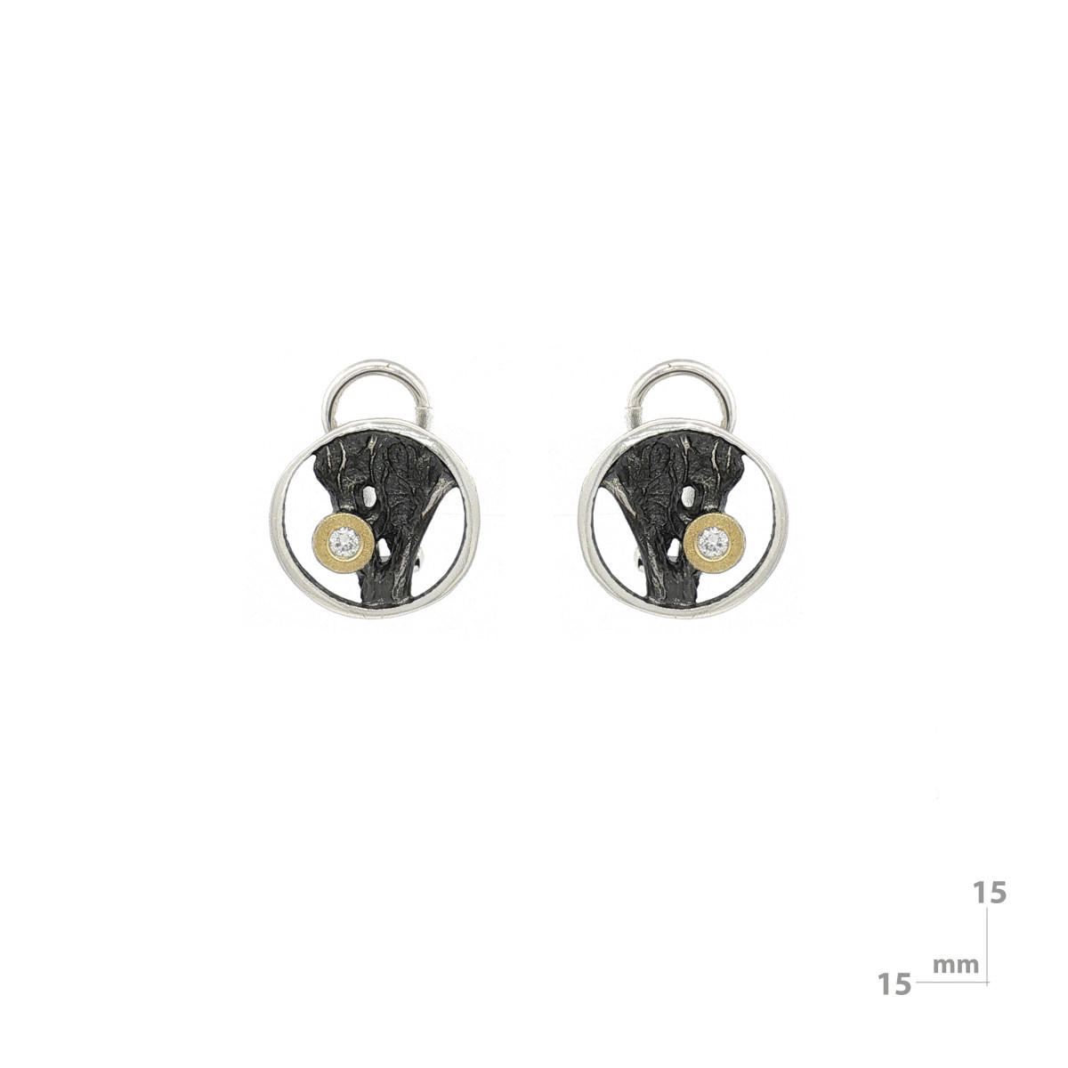 Pendientes de plata, oro y brillante lab
