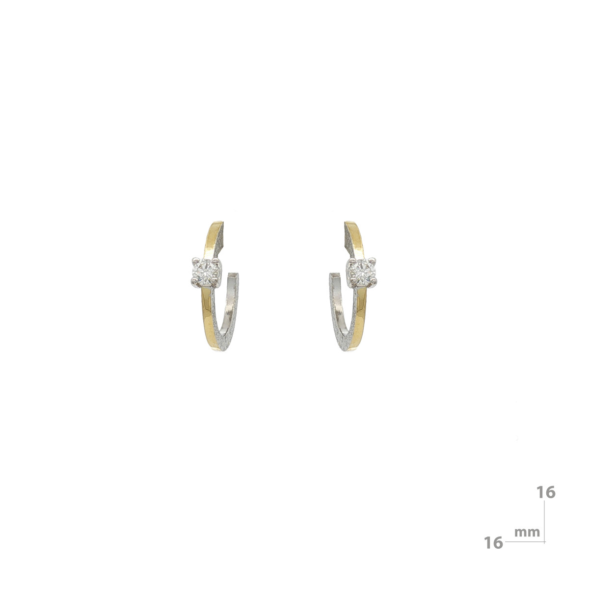 Pendientes de plata, oro y brillante lab