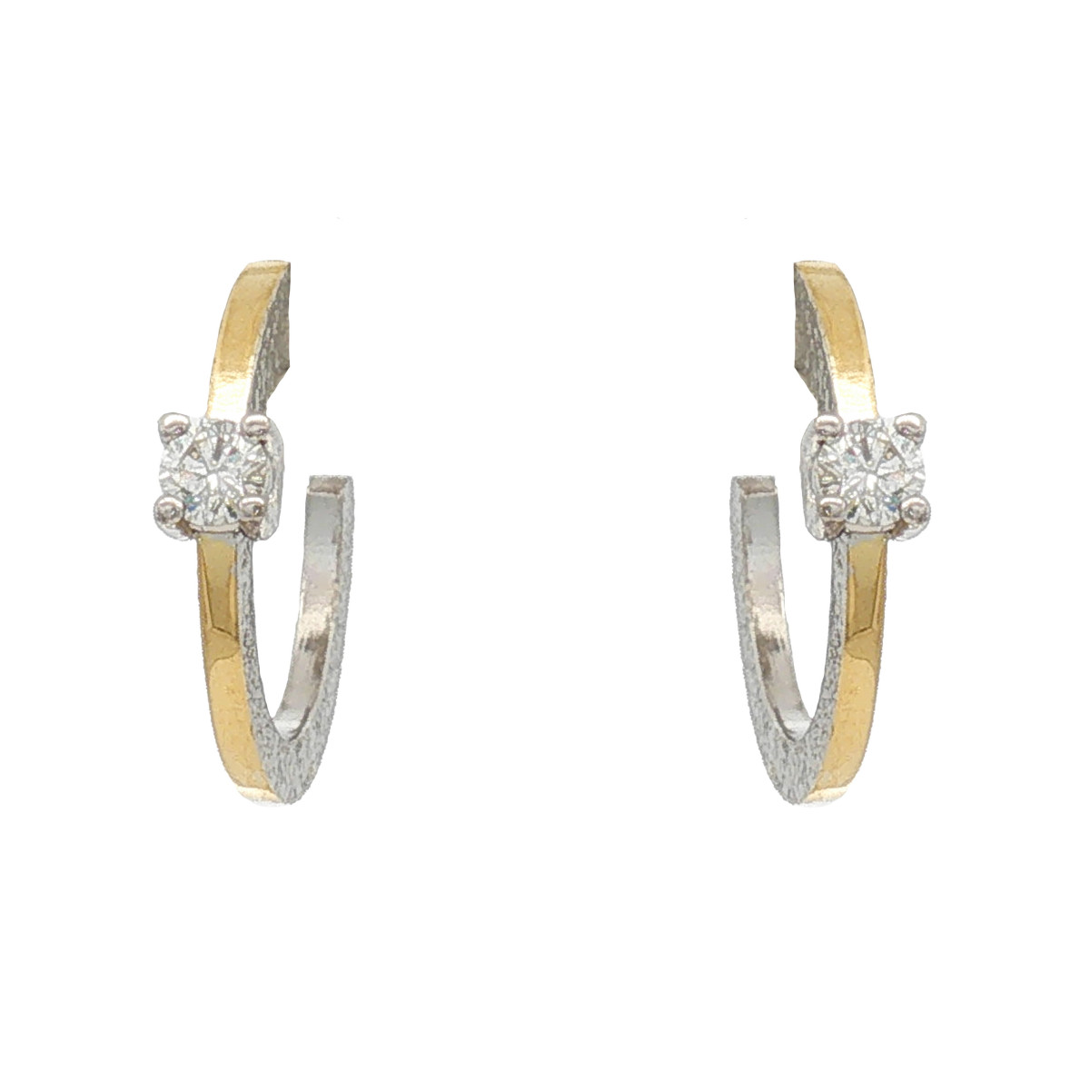 Pendientes de plata, oro y brillante lab
