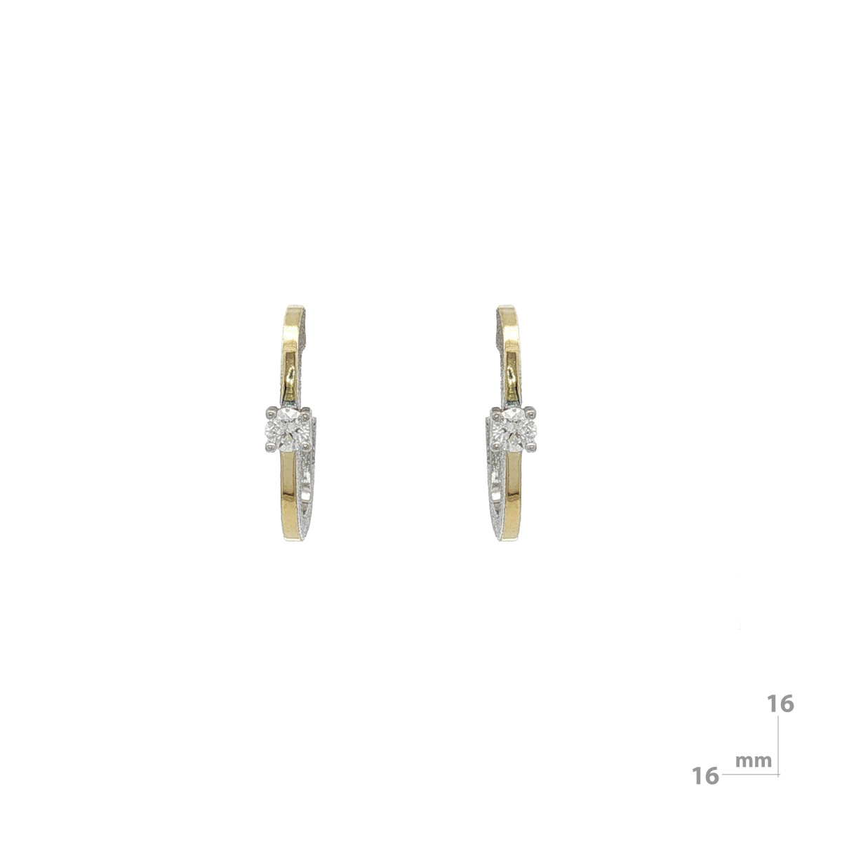 Pendientes de plata, oro y brillante lab