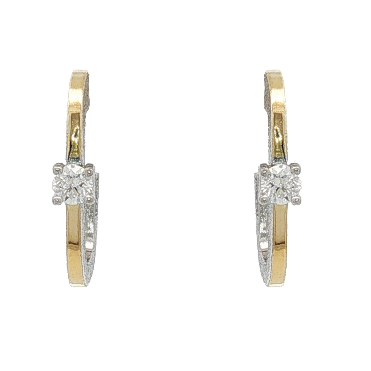 Pendientes de plata, oro y brillante lab