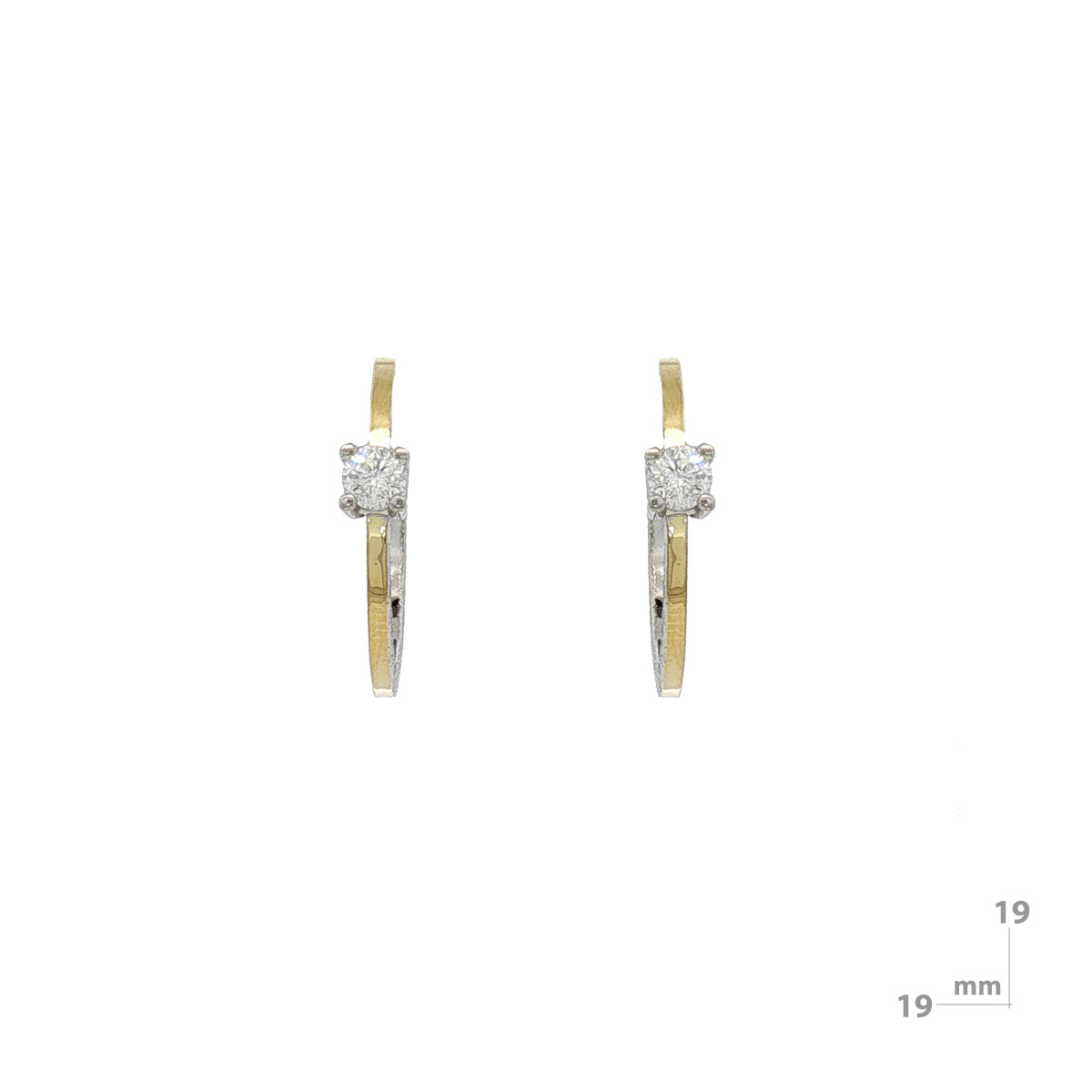 Pendientes de plata, oro y brillante lab