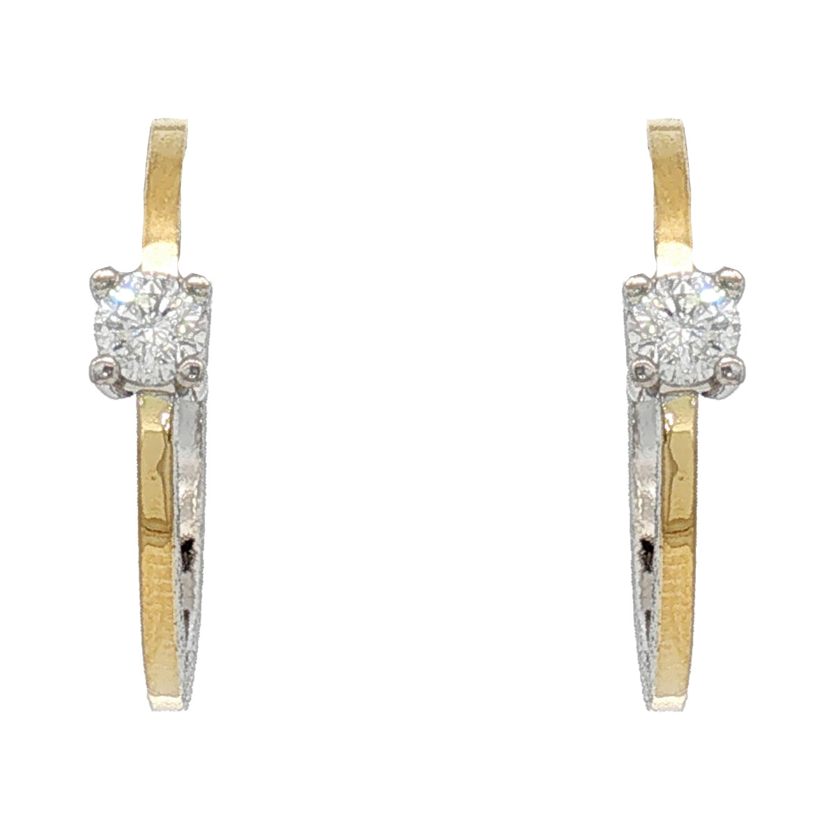 Pendientes de plata, oro y brillante lab