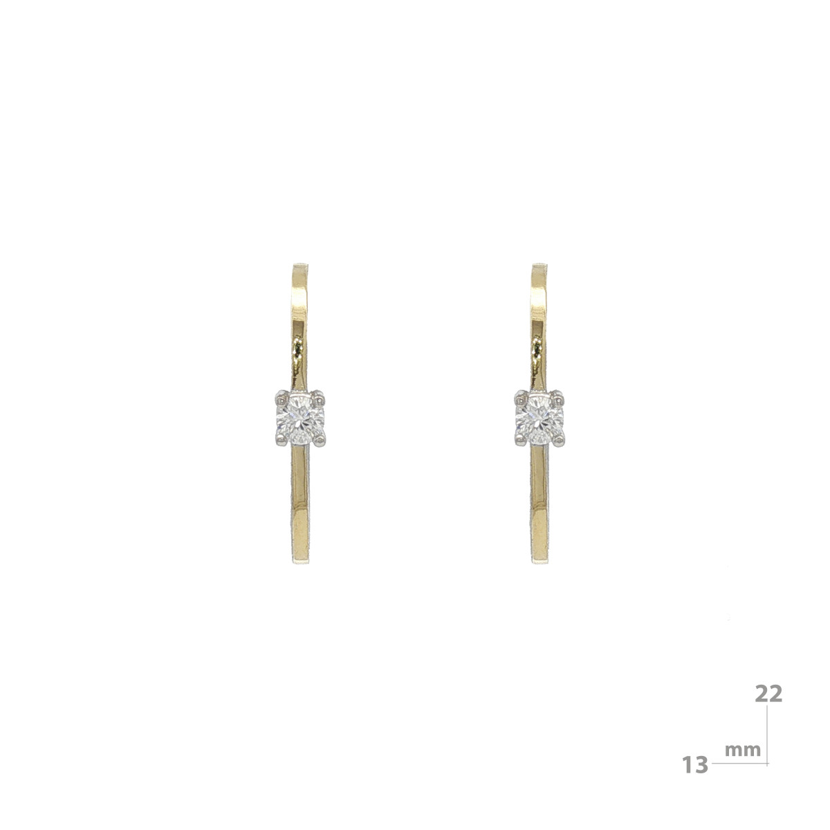 Pendientes de plata, oro y brillante lab