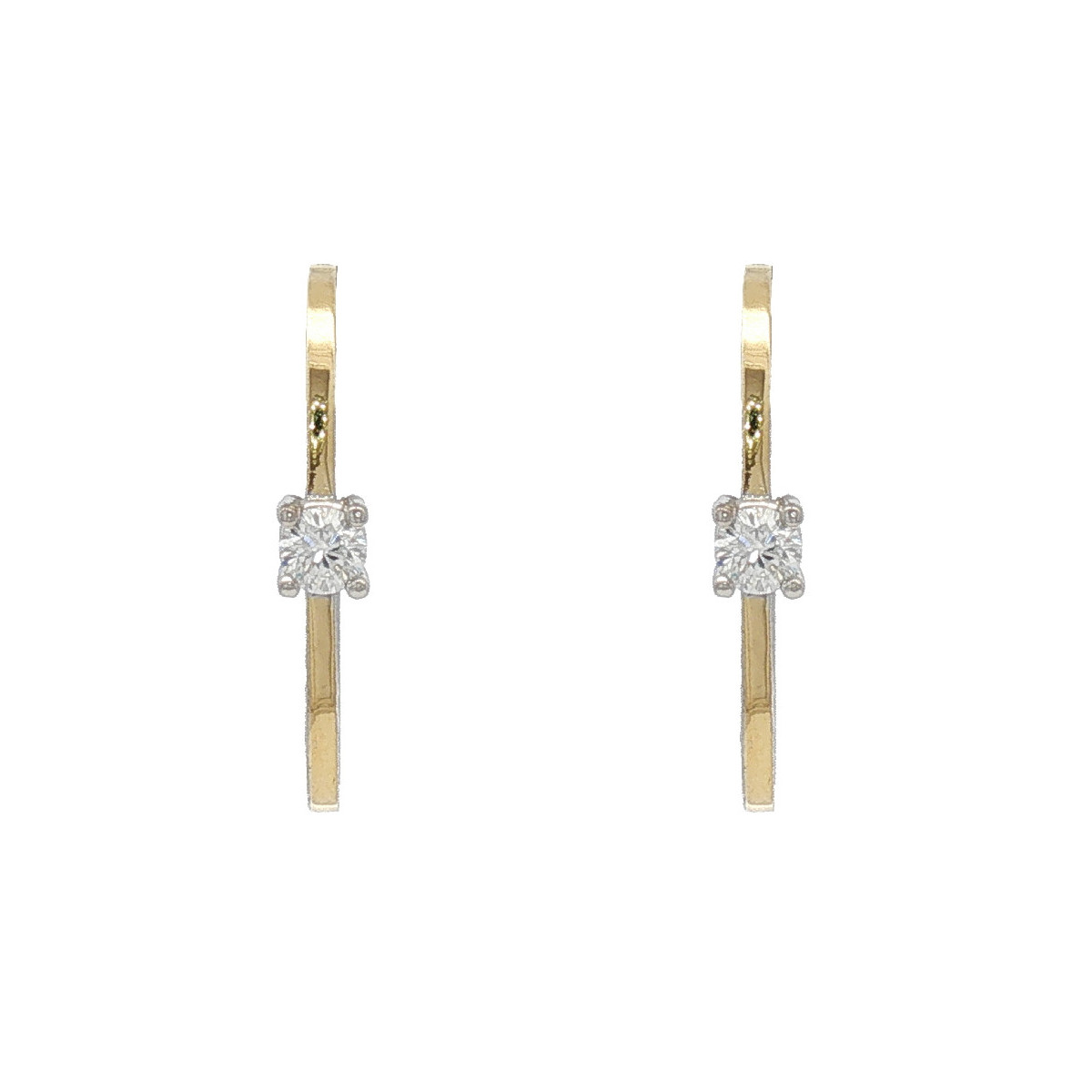 Pendientes de plata, oro y brillante lab