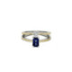 Anillo de plata, oro, zafiro y brillante lab