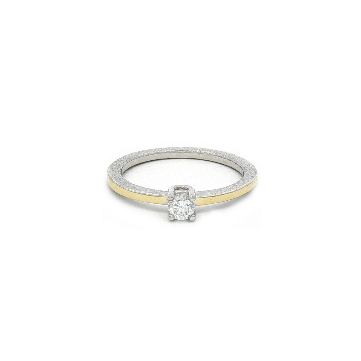 Anillo de plata, oro y brillante lab