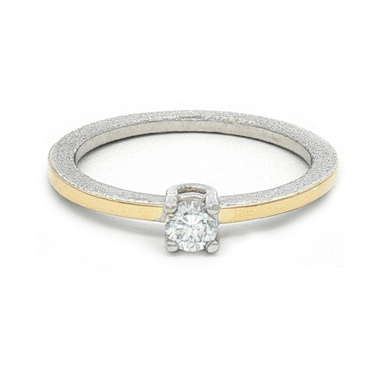Anillo de plata, oro y brillante lab