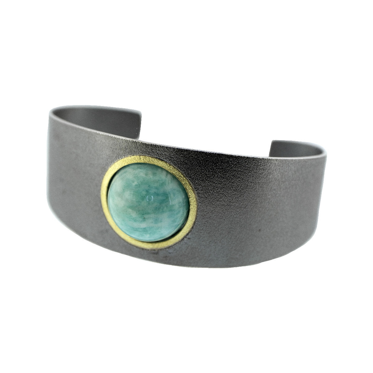 Silver, gold and amazonite bracelet