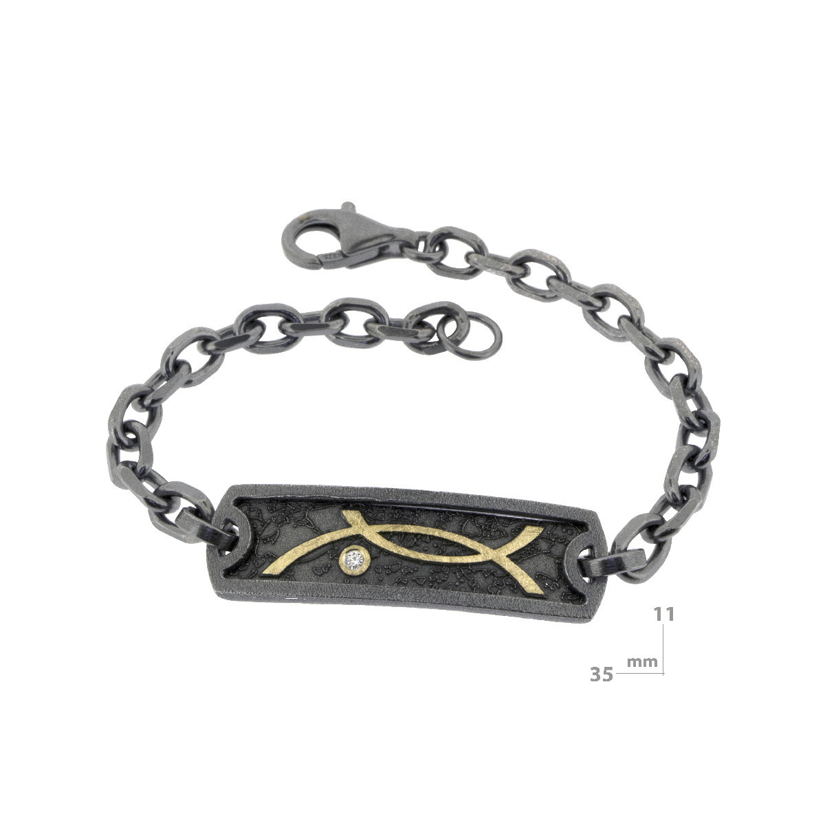 Silver, gold and 0.025 ct brilliant bracelet