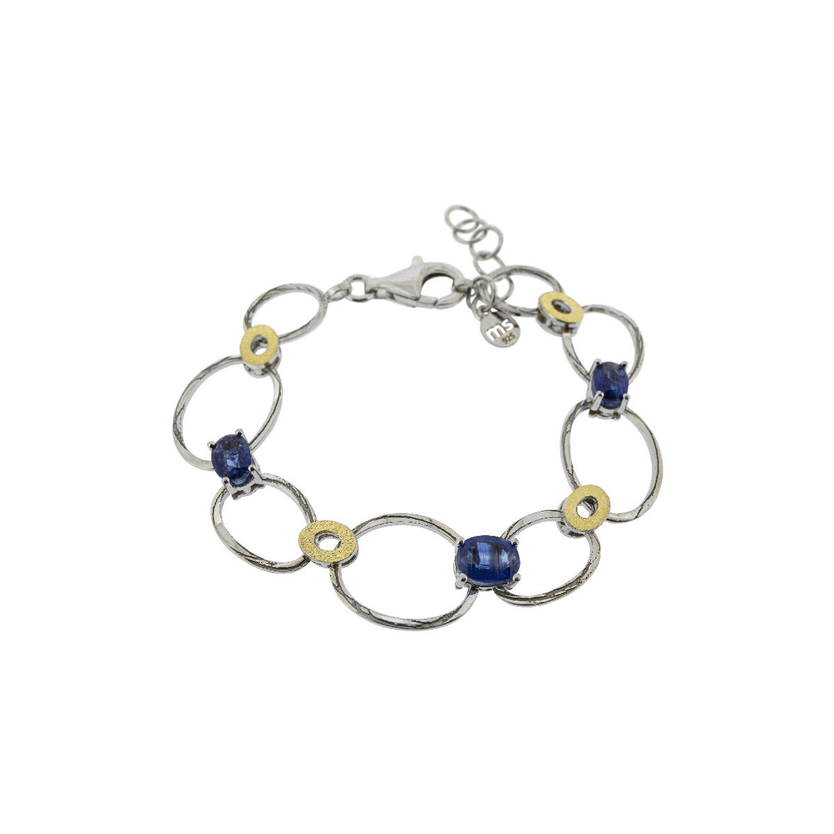 Silver, gold and kyanite bracelet