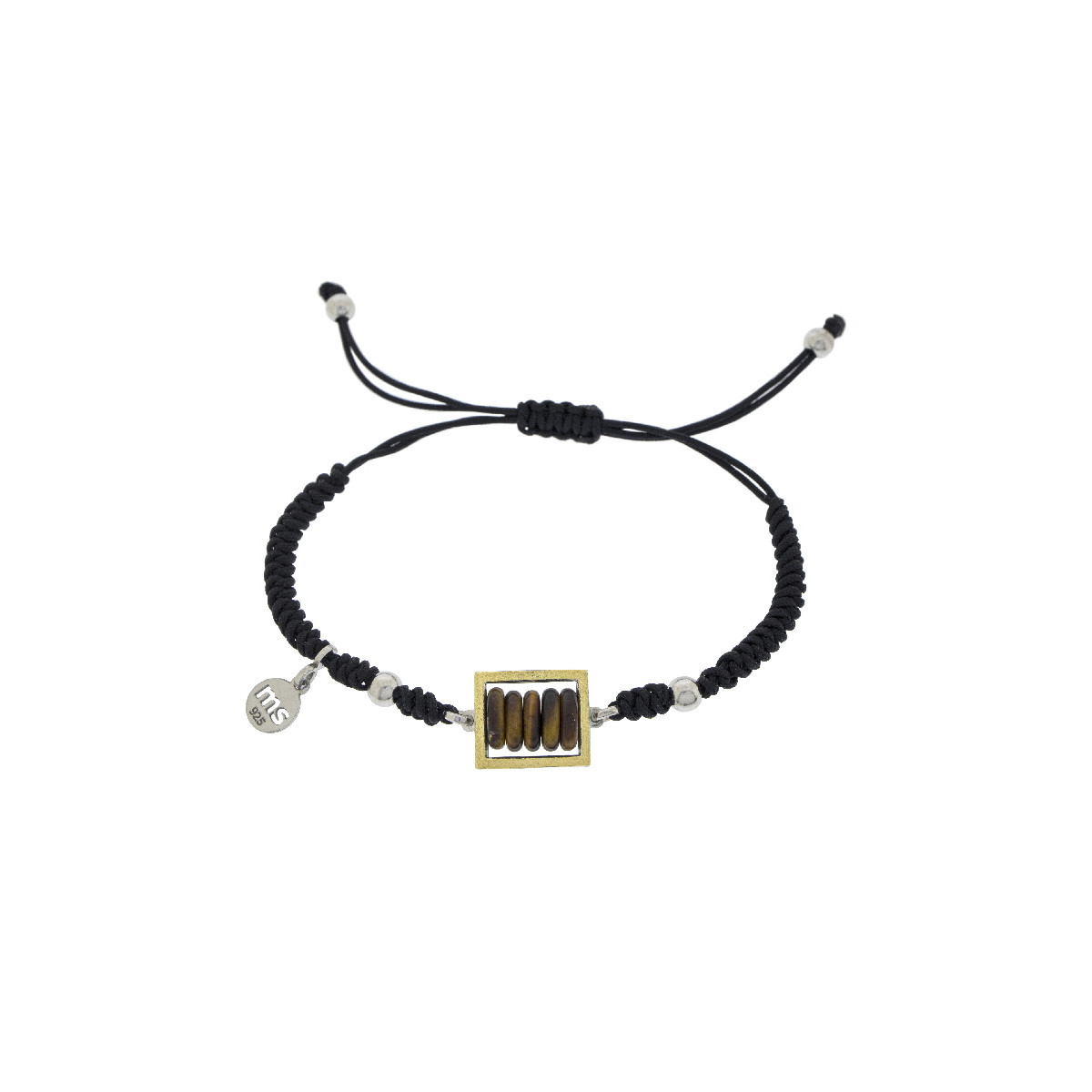 Pulsera de plata, oro y ojo de tigre