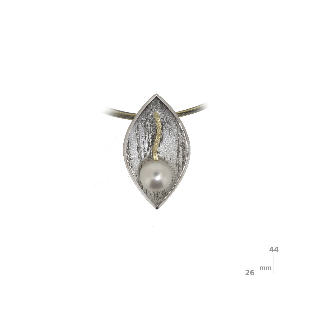 Silver, gold and pearl pendant