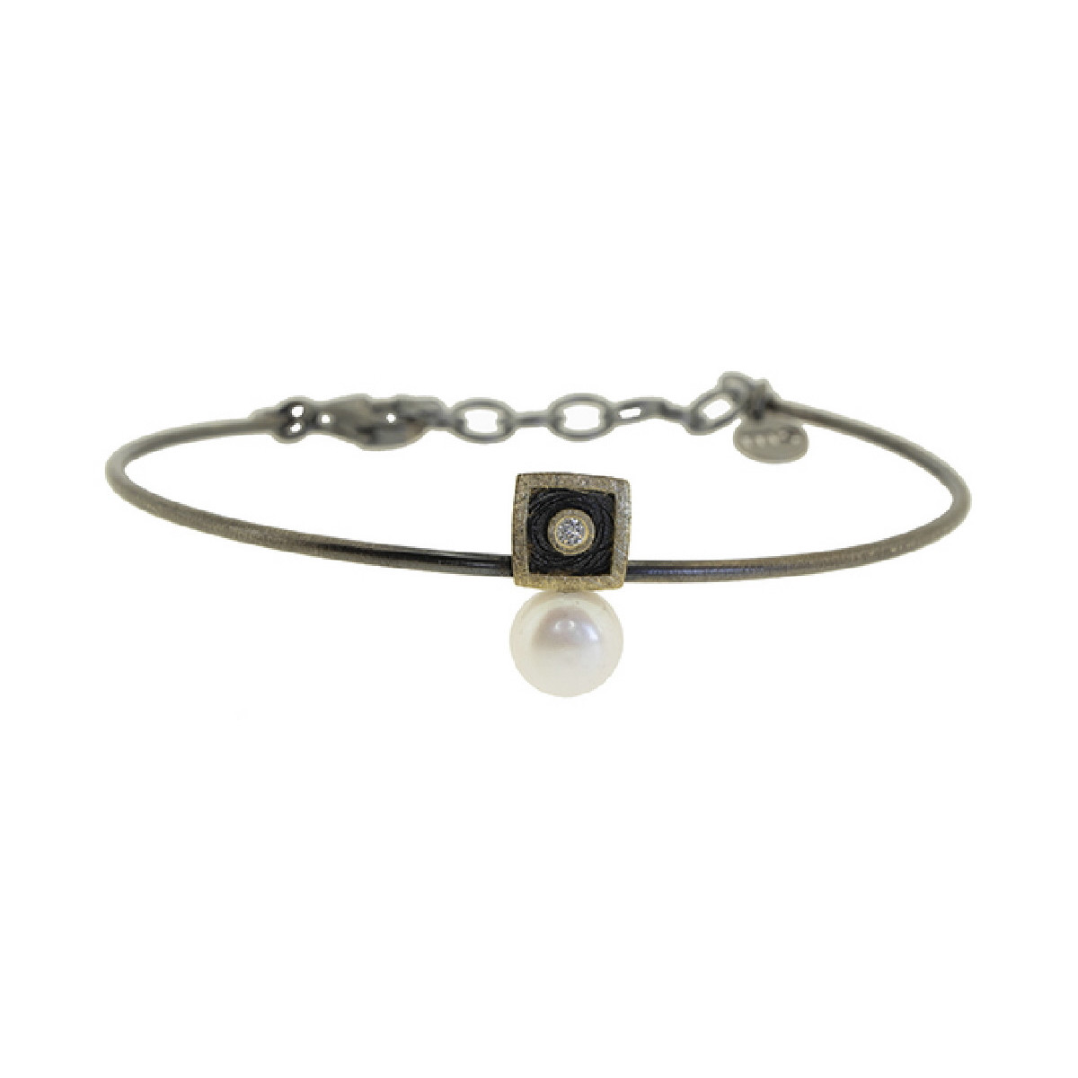 Silver, gold, cultured and shiny pearl bracelet