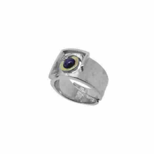 ANELL PLATA, OR, SÀFIR I BRILL 0.015 CT