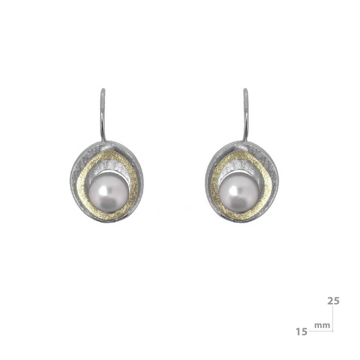 Silver, gold and cultured pearl earrings