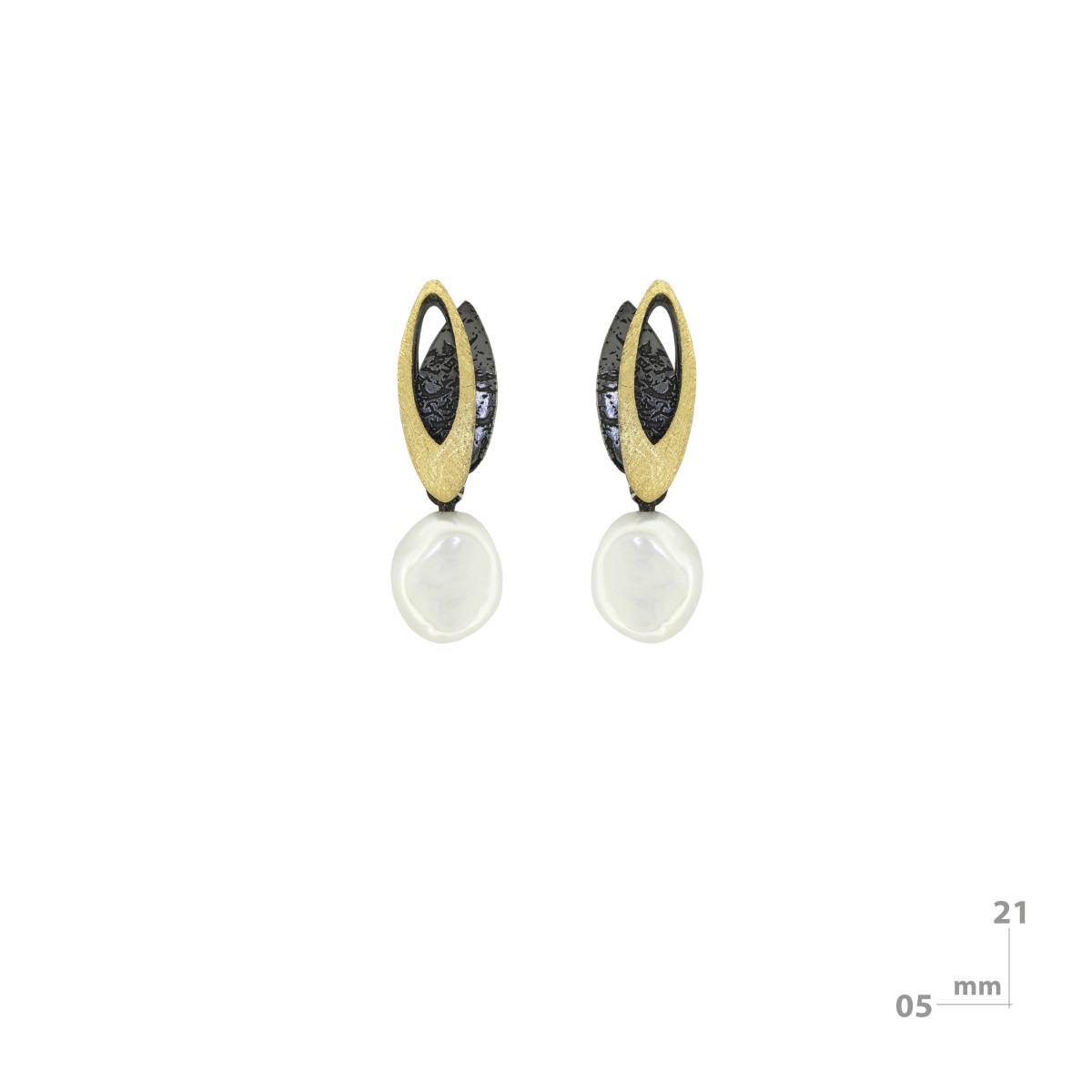 Silver, pearl and gold earrings