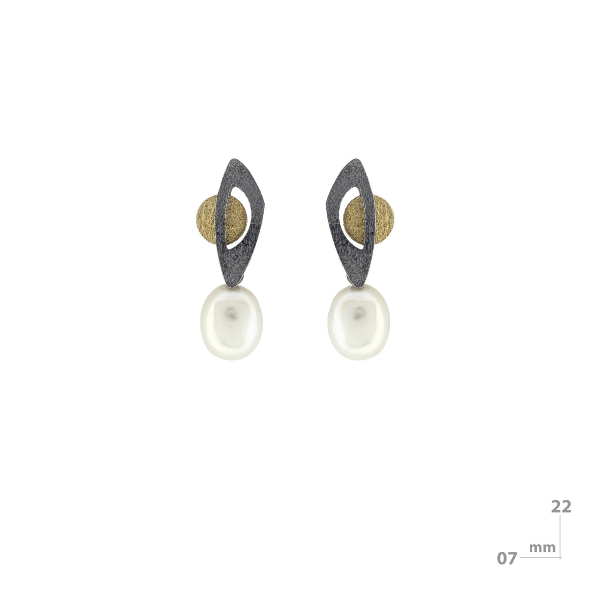 Silver, pearl and gold earrings