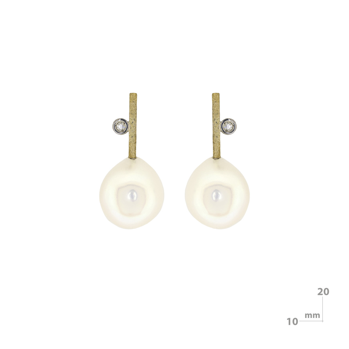 Silver, gold, pearl and brilliant earrings
