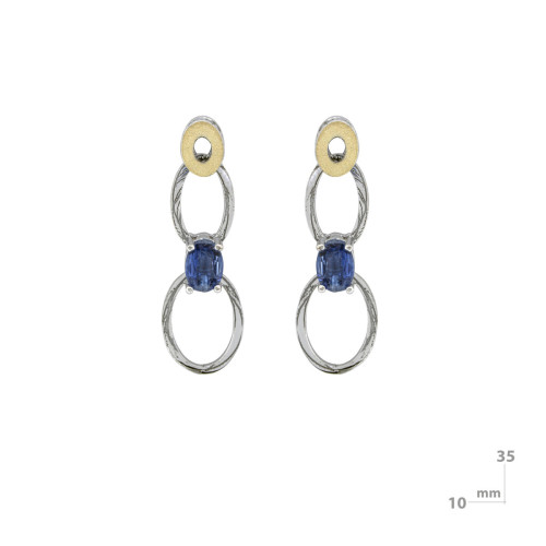 Silver, gold and kyanite earrings