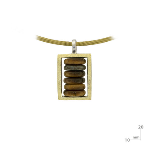 Silver, 18k gold and tiger's eye pendant