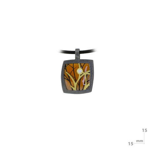 Silver, gold, enamel and brilliant pendant