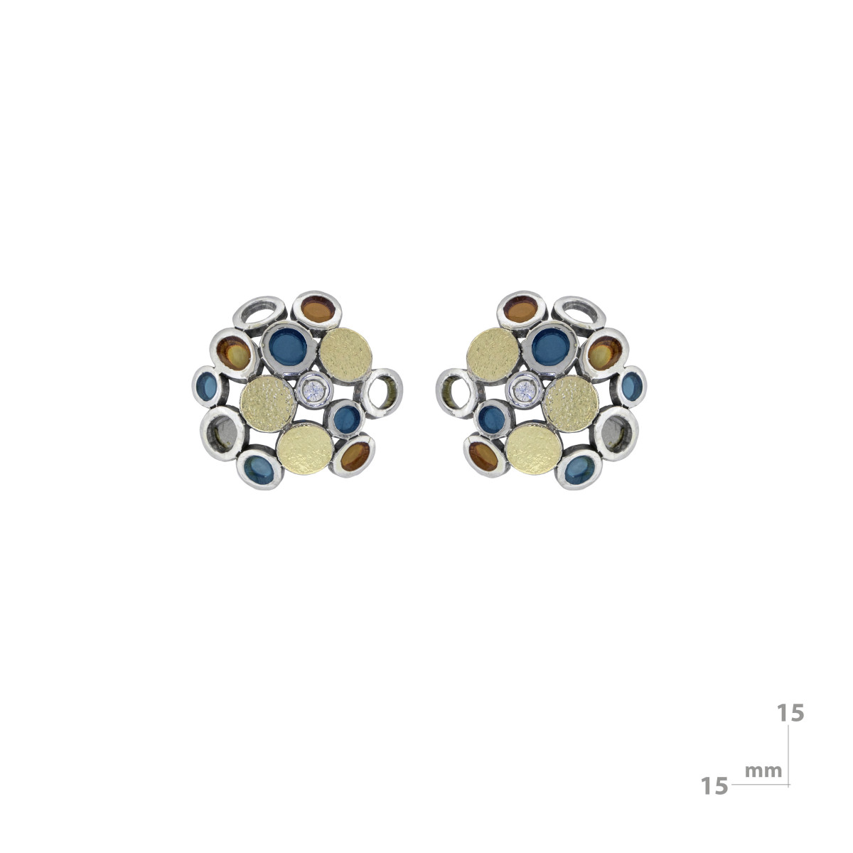 Earrings made of silver, gold, enamel and brilliant